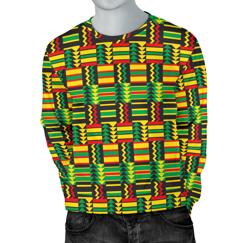 African Zip Zag Print Pattern Men Long Sleeve Sweatshirt