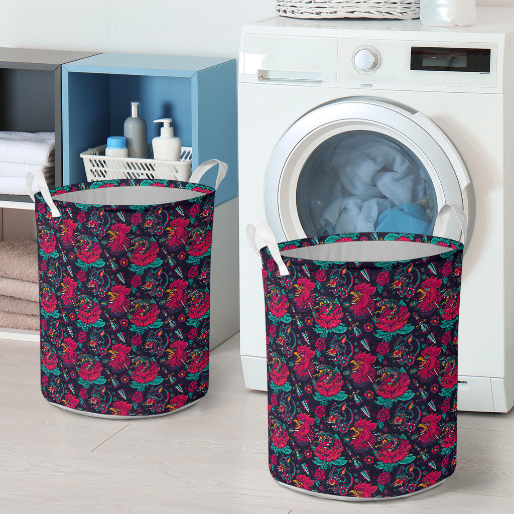 Old School Tattoo Print Laundry Basket