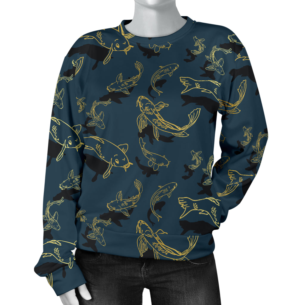 Koi Carp Gold Design Themed Print Women Long Sleeve Sweatshirt