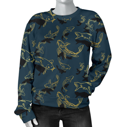 Koi Carp Gold Design Themed Print Women Long Sleeve Sweatshirt