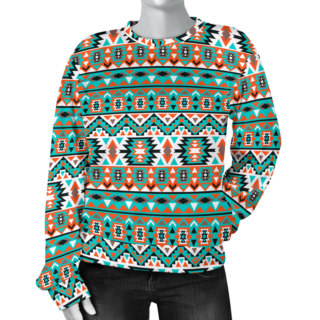 Indian Navajo Ethnic Themed Design Print Women Long Sleeve Sweatshirt