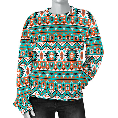 Indian Navajo Ethnic Themed Design Print Women Long Sleeve Sweatshirt