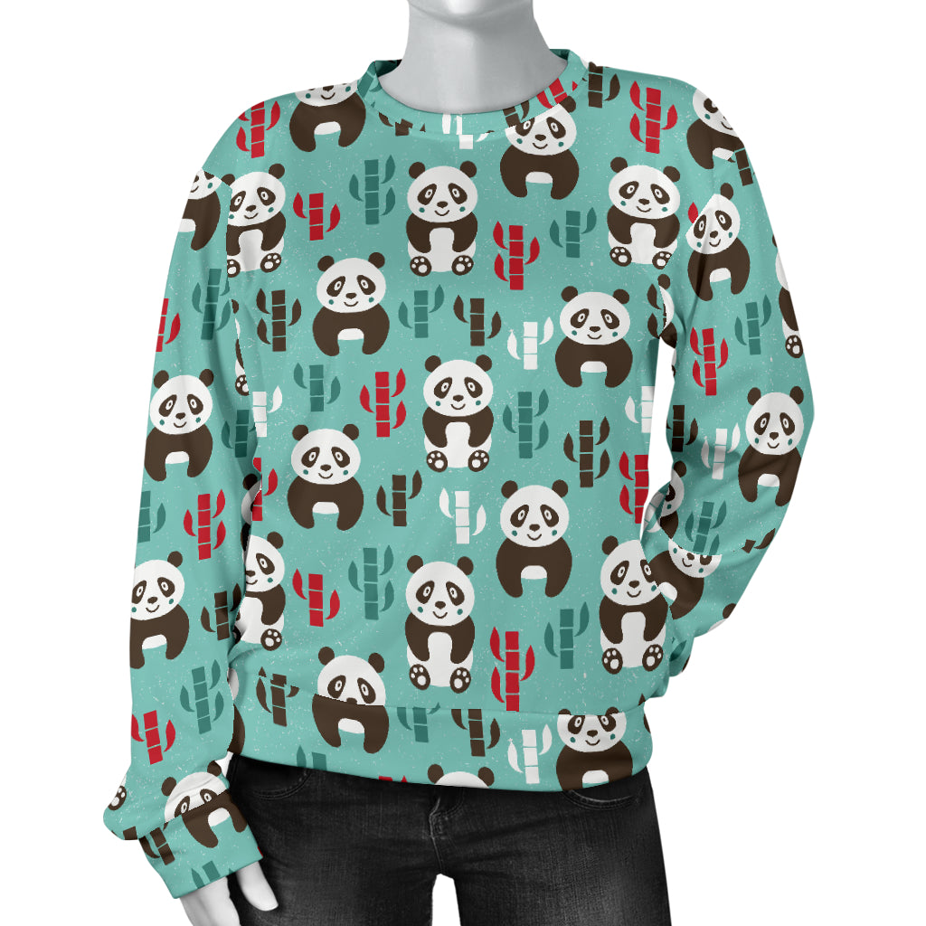 Panda Bear Cute Themed Print Women Long Sleeve Sweatshirt
