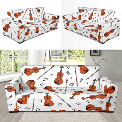 Violin Pattern Print Design 02 Sofa Slipcover