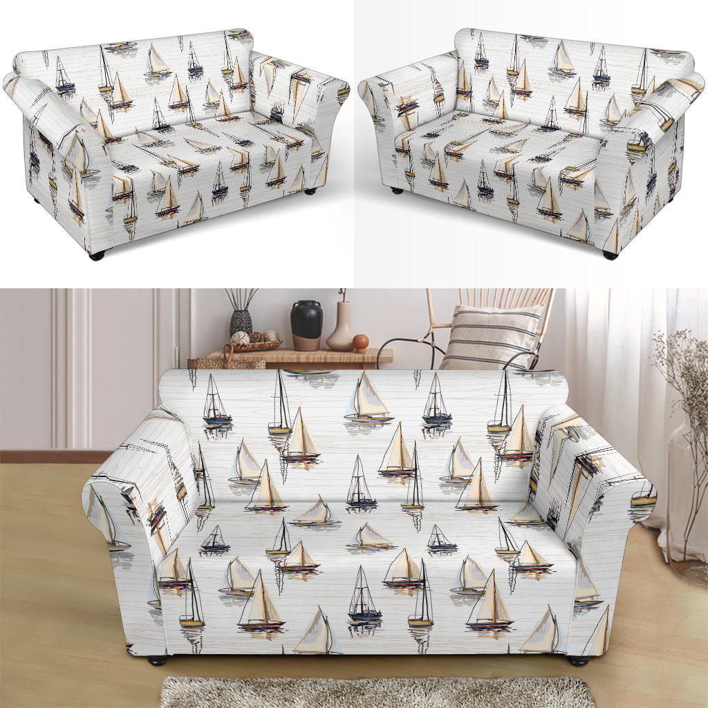Sailboat Paint Pattern Print Design LKS307 Loveseat Couch Slipcover