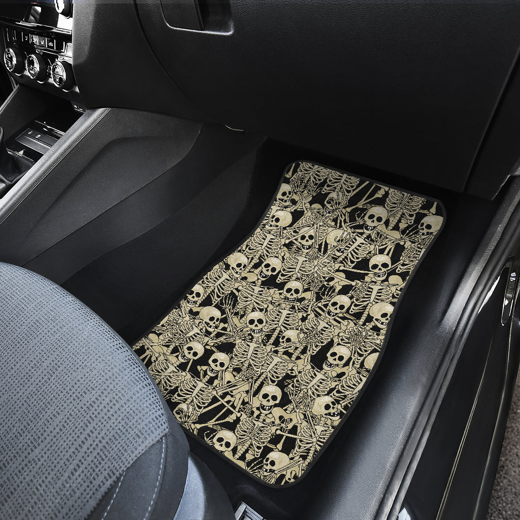 Skeleton Design Print Car Floor Mats Front Back