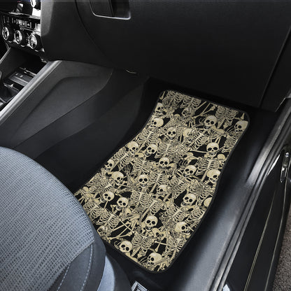 Skeleton Design Print Car Floor Mats Front Back