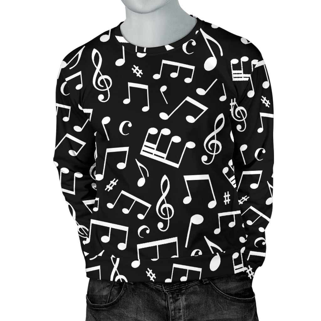 Music Note Black white Themed Print Men Long Sleeve Sweatshirt