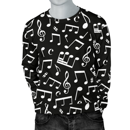 Music Note Black white Themed Print Men Long Sleeve Sweatshirt