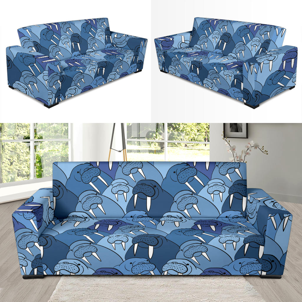 Walrus Pattern Print Design 01 Sofa Slipcover