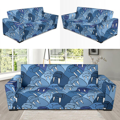 Walrus Pattern Print Design 01 Sofa Slipcover