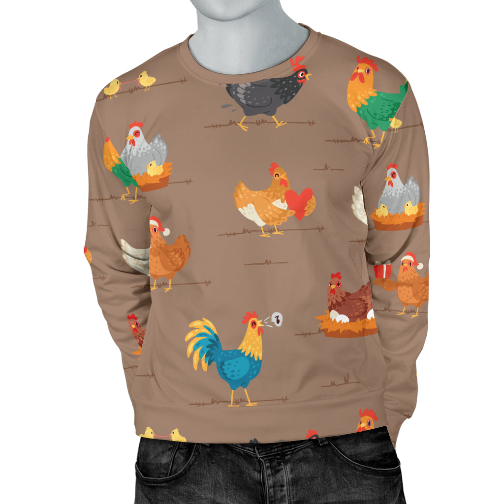 Chicken Happy Print Pattern Men Long Sleeve Sweatshirt
