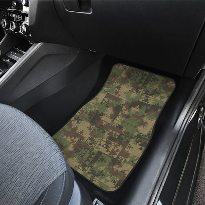 Camouflage Aztec Green Army Print Car Floor Mats Front Back