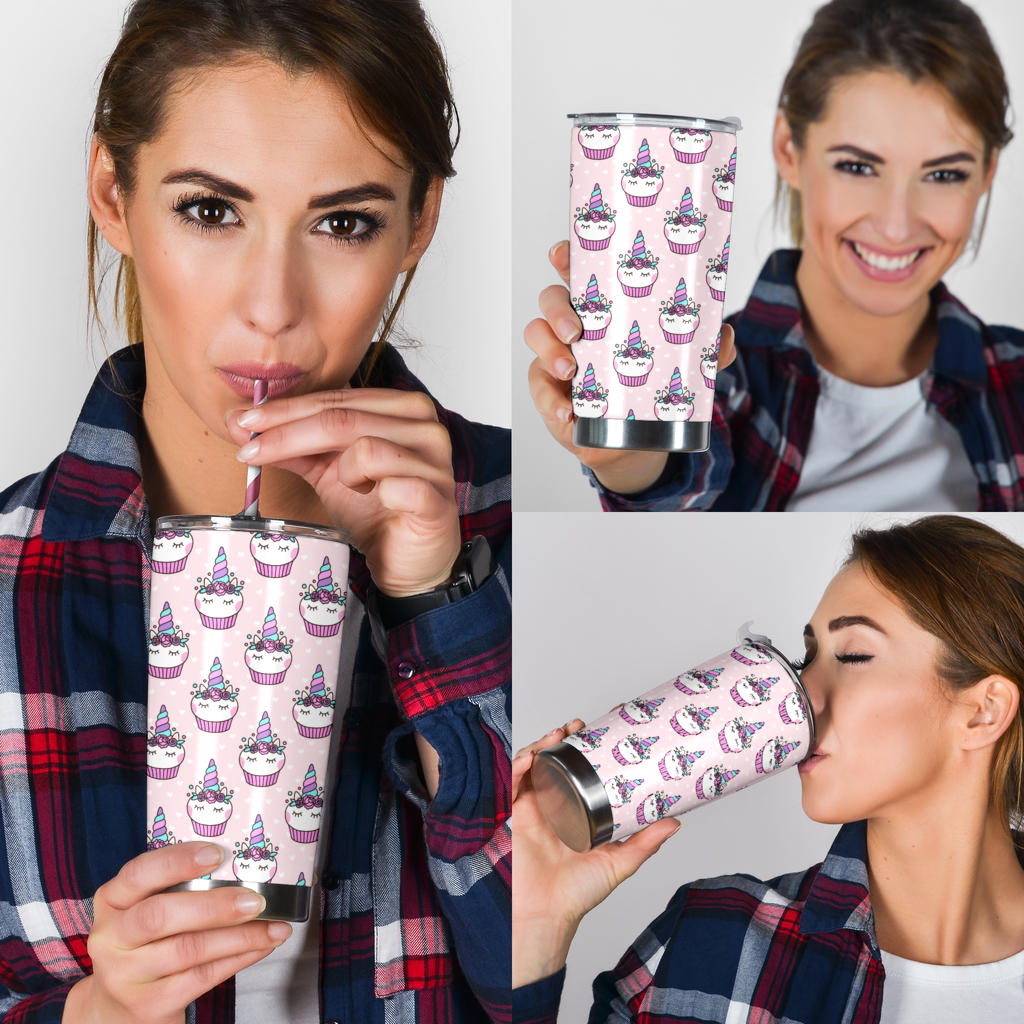 Cupcakes Unicorn Print Pattern Tumbler