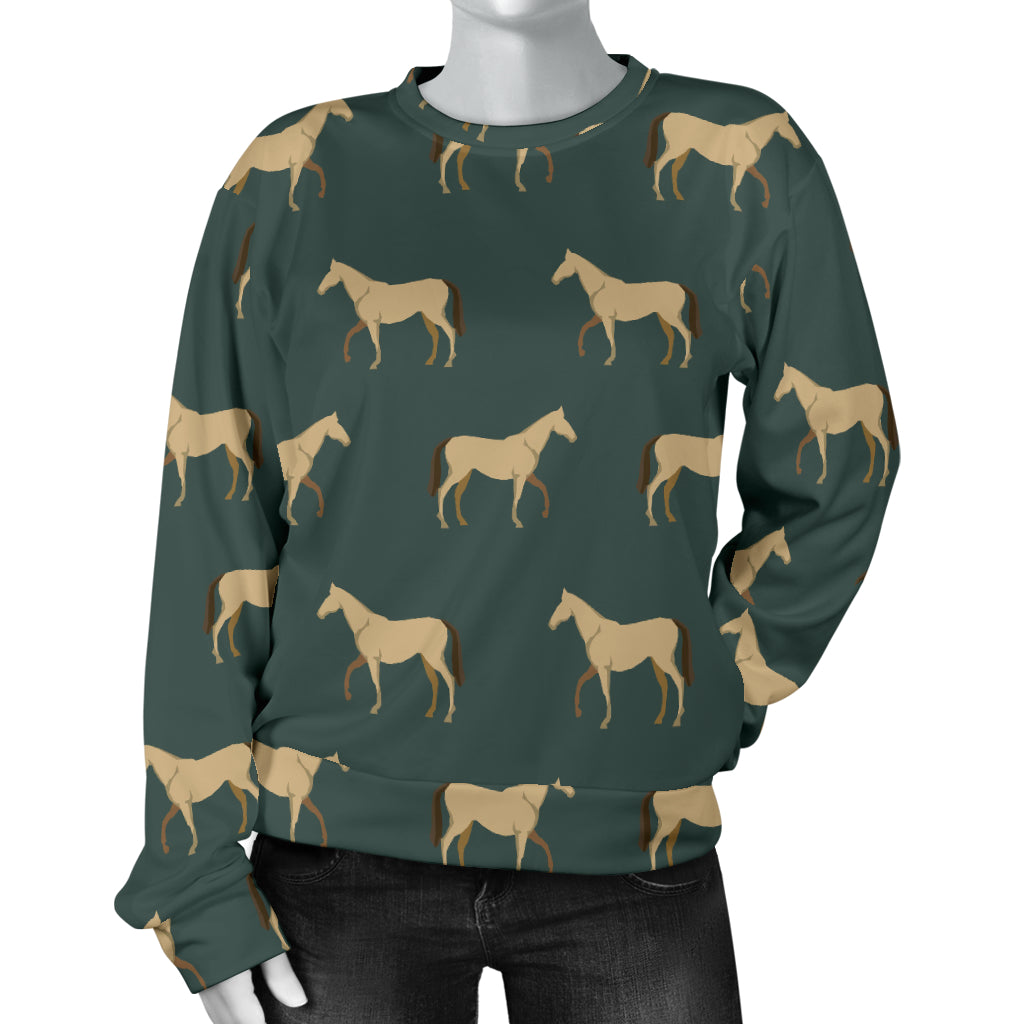 Horse Classic Themed Pattern Print Women Long Sleeve Sweatshirt
