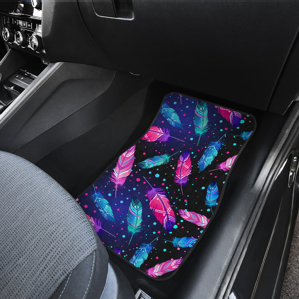 Feather Colorful Boho Design Print Car Floor Mats Front Back