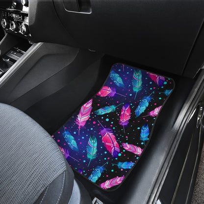 Feather Colorful Boho Design Print Car Floor Mats Front Back