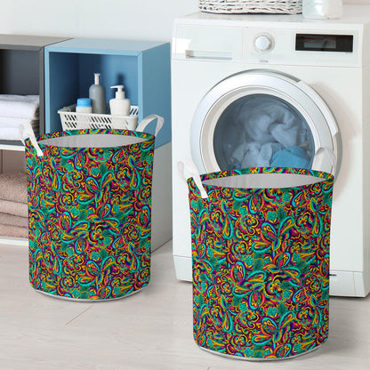 Psychedelic Trippy Floral Design Laundry Basket