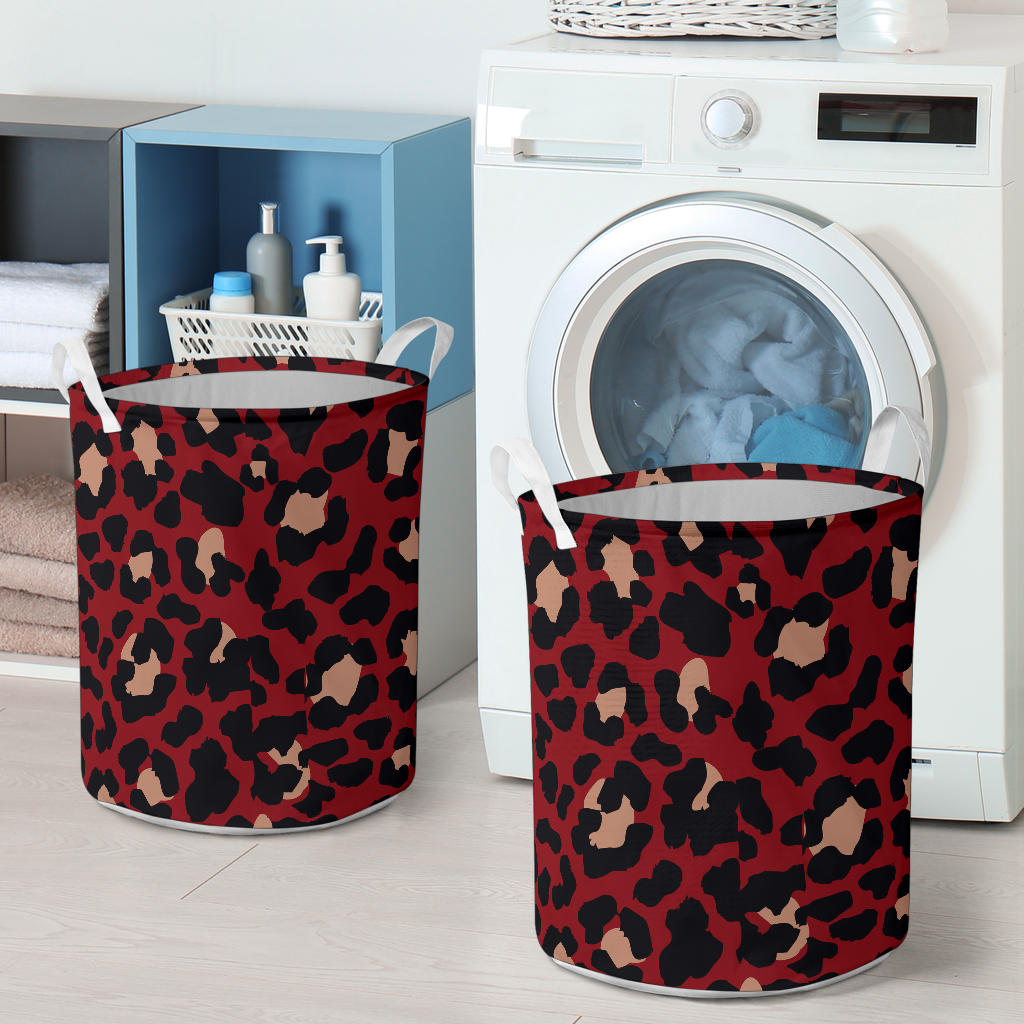 Cheetah Red Print Pattern Laundry Basket