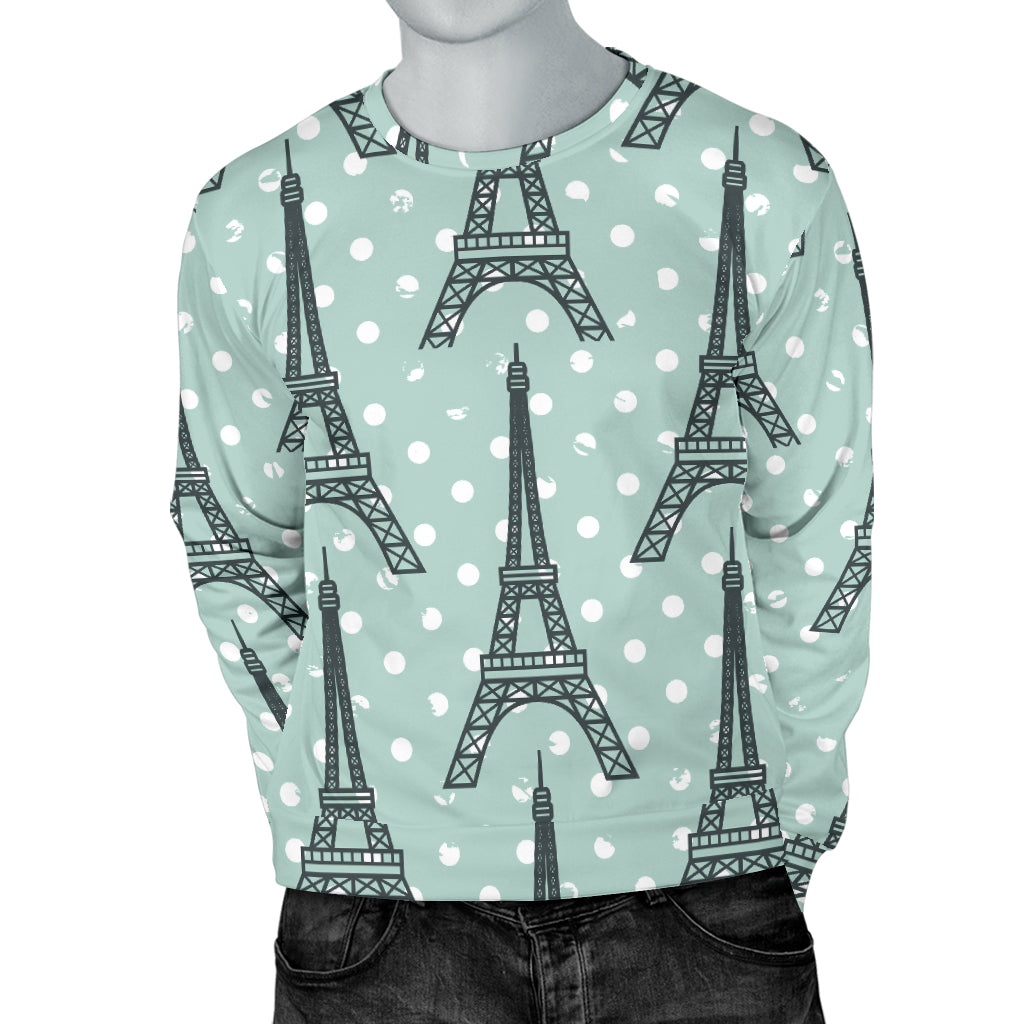 Eiffel Tower Polka Dot Print Men Long Sleeve Sweatshirt