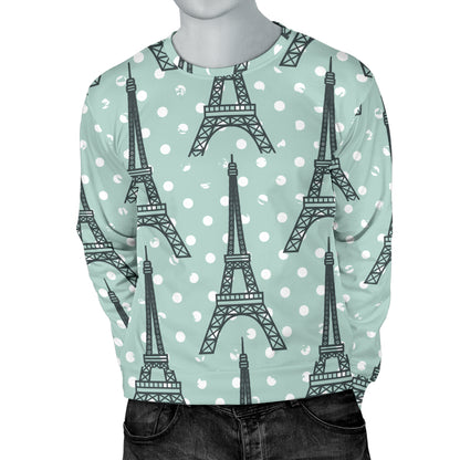 Eiffel Tower Polka Dot Print Men Long Sleeve Sweatshirt