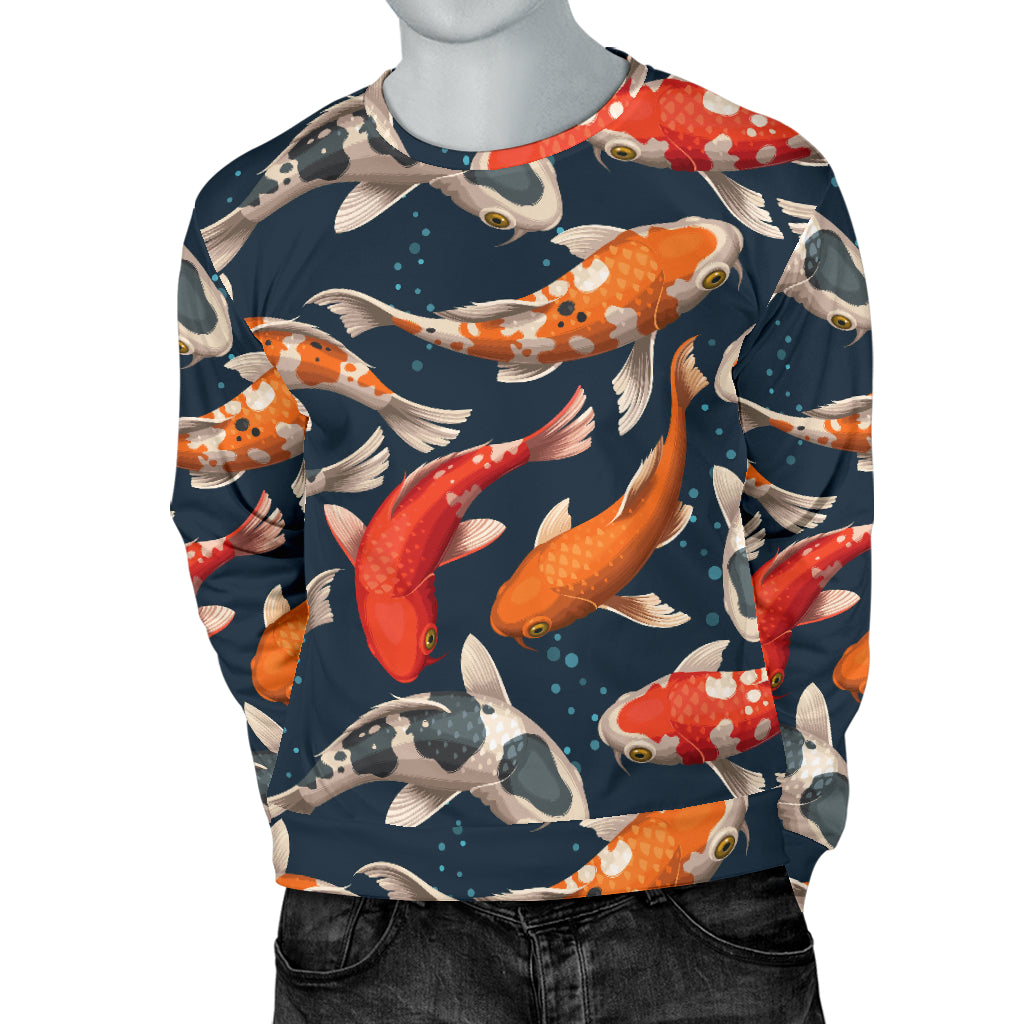 Koi Carp Cute Design Themed Print Men Long Sleeve Sweatshirt