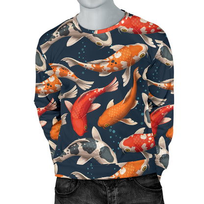 Koi Carp Cute Design Themed Print Men Long Sleeve Sweatshirt