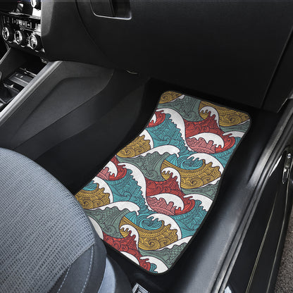 Tribal Wave Pattern Print Car Floor Mats Front Back