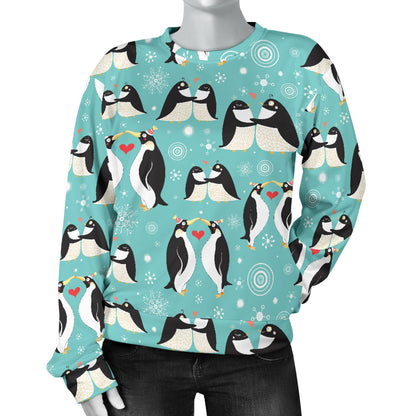 Penguin Love Print Women Long Sleeve Sweatshirt
