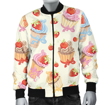 Cupcakes Strawberry Cherry Print Men Bomber Jacket