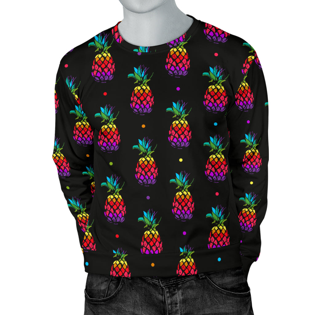 Pineapple Rainbow Dot Print Men Long Sleeve Sweatshirt