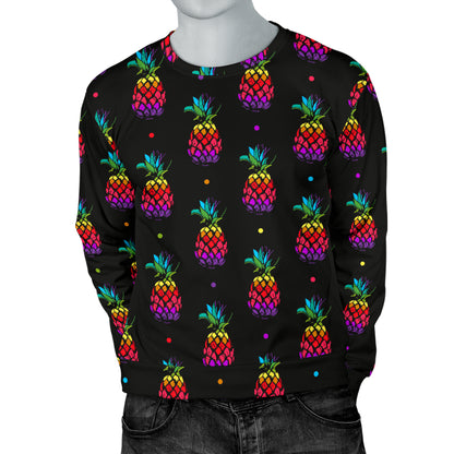 Pineapple Rainbow Dot Print Men Long Sleeve Sweatshirt