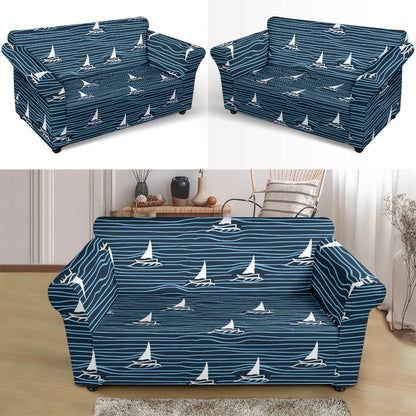 Sailboat Print Design LKS303 Loveseat Couch Slipcover