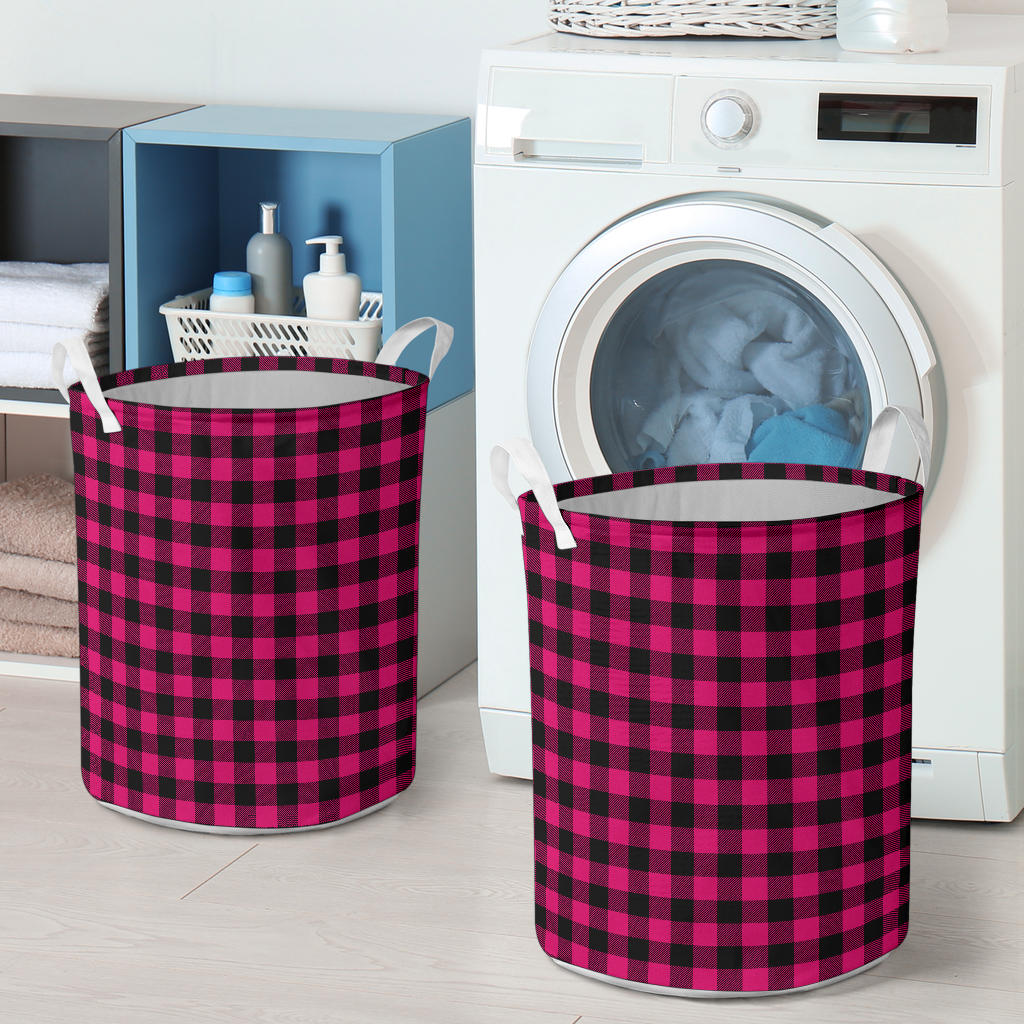 Pink Tartan Plaid Pattern Laundry Basket
