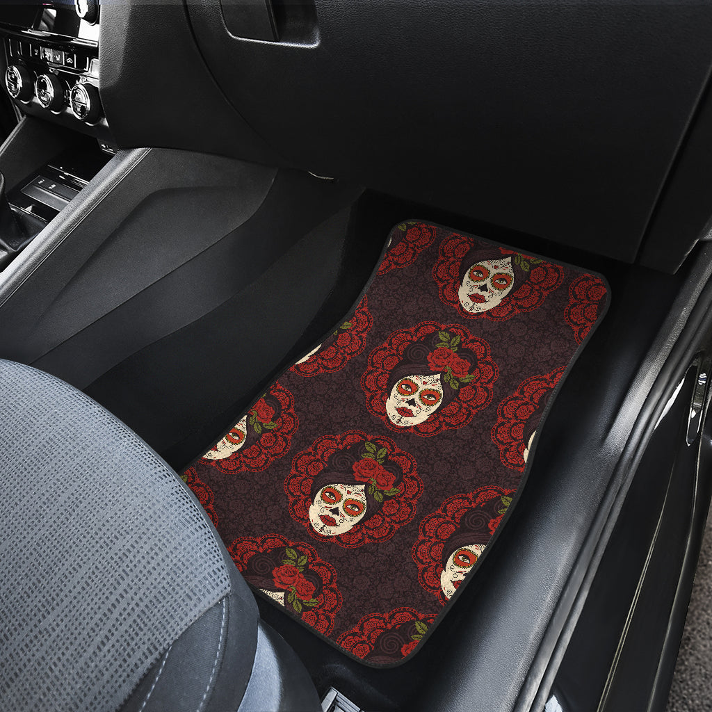 Day of the Dead Mexican Girl Car Floor Mats Front Back