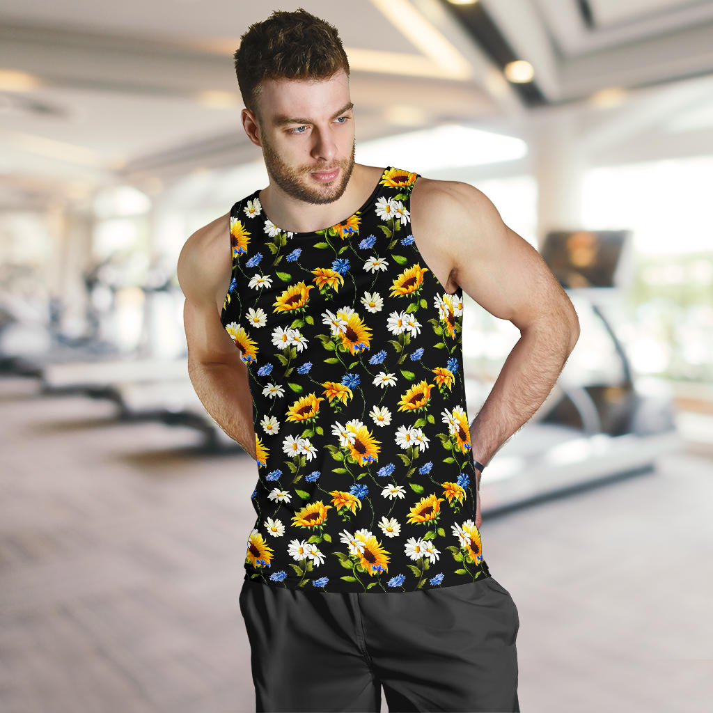 Sunflower Chamomile Bright Color Print  Men Tank Top