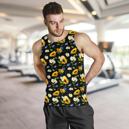 Sunflower Chamomile Bright Color Print  Men Tank Top