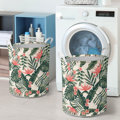 Tropical Flower Palm Leaves Laundry Basket