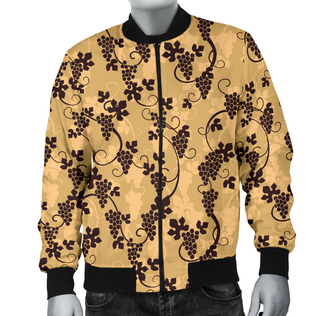 Wine Grape Design Print Men Bomber Jacket