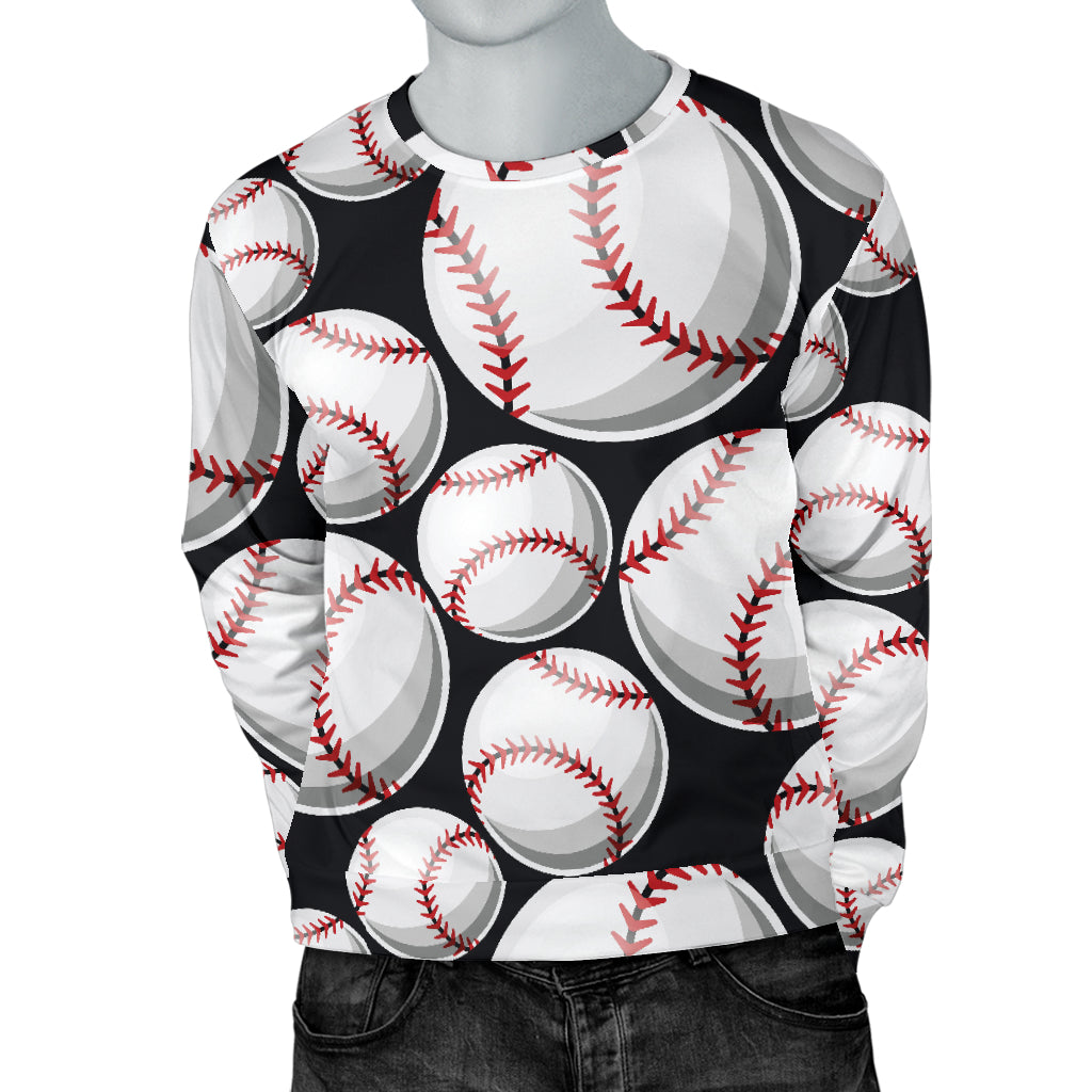 Baseball Black Background Men Long Sleeve Sweatshirt