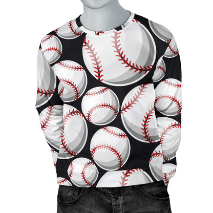 Baseball Black Background Men Long Sleeve Sweatshirt