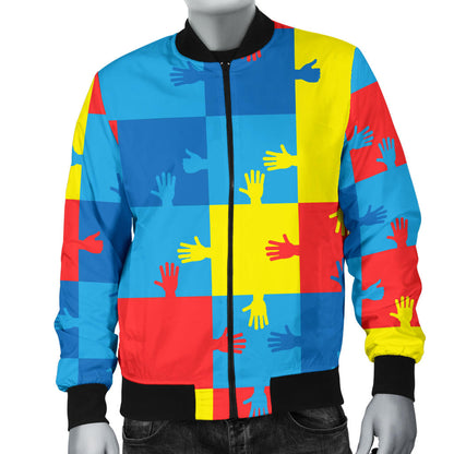 Autism Awareness Design Themed Print Men Bomber Jacket
