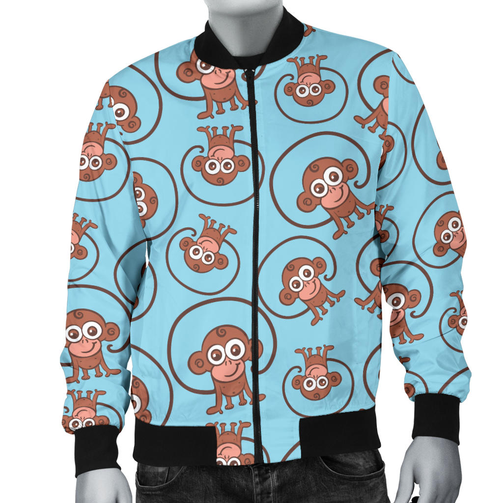 Monkey Cute Design Themed Print Men Bomber Jacket