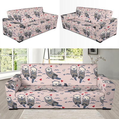 Sea Otter Pattern Print Design 02 Sofa Slipcover