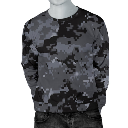 ACU Digital Black Camouflage Men Long Sleeve Sweatshirt