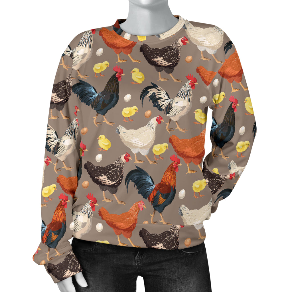 Chicken Evolution Pattern Women Long Sleeve Sweatshirt