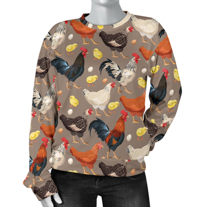 Chicken Evolution Pattern Women Long Sleeve Sweatshirt
