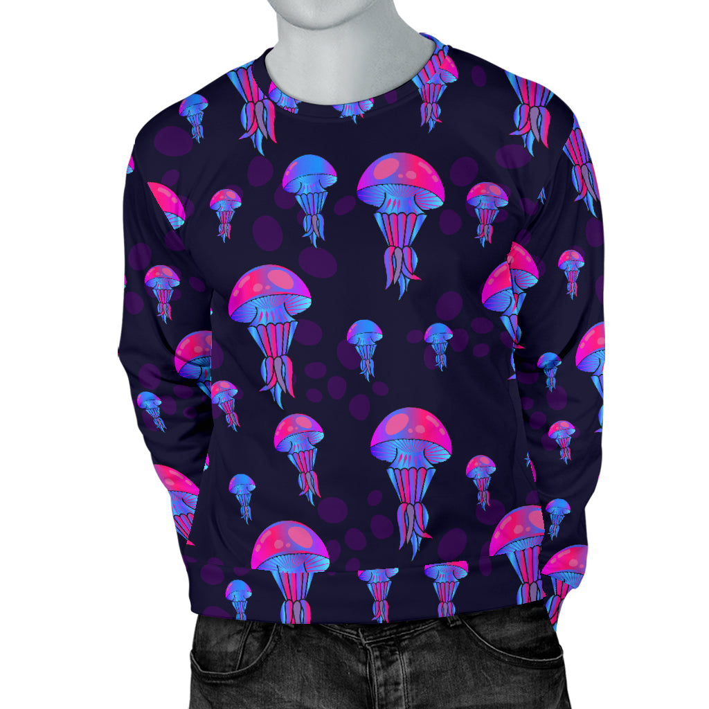 Jellyfish Neon Print Men Long Sleeve Sweatshirt