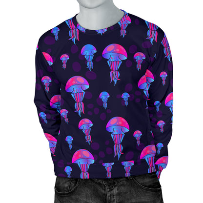 Jellyfish Neon Print Men Long Sleeve Sweatshirt