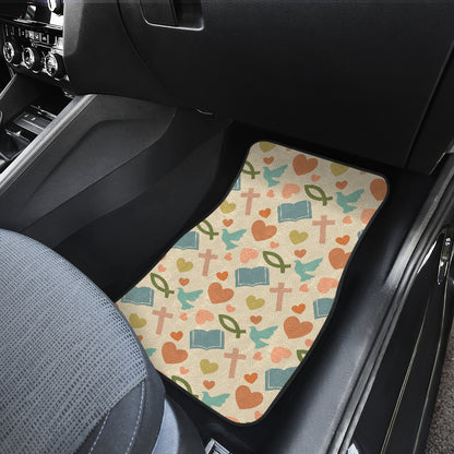 Christian Symbol Pattern Car Floor Mats Front Back